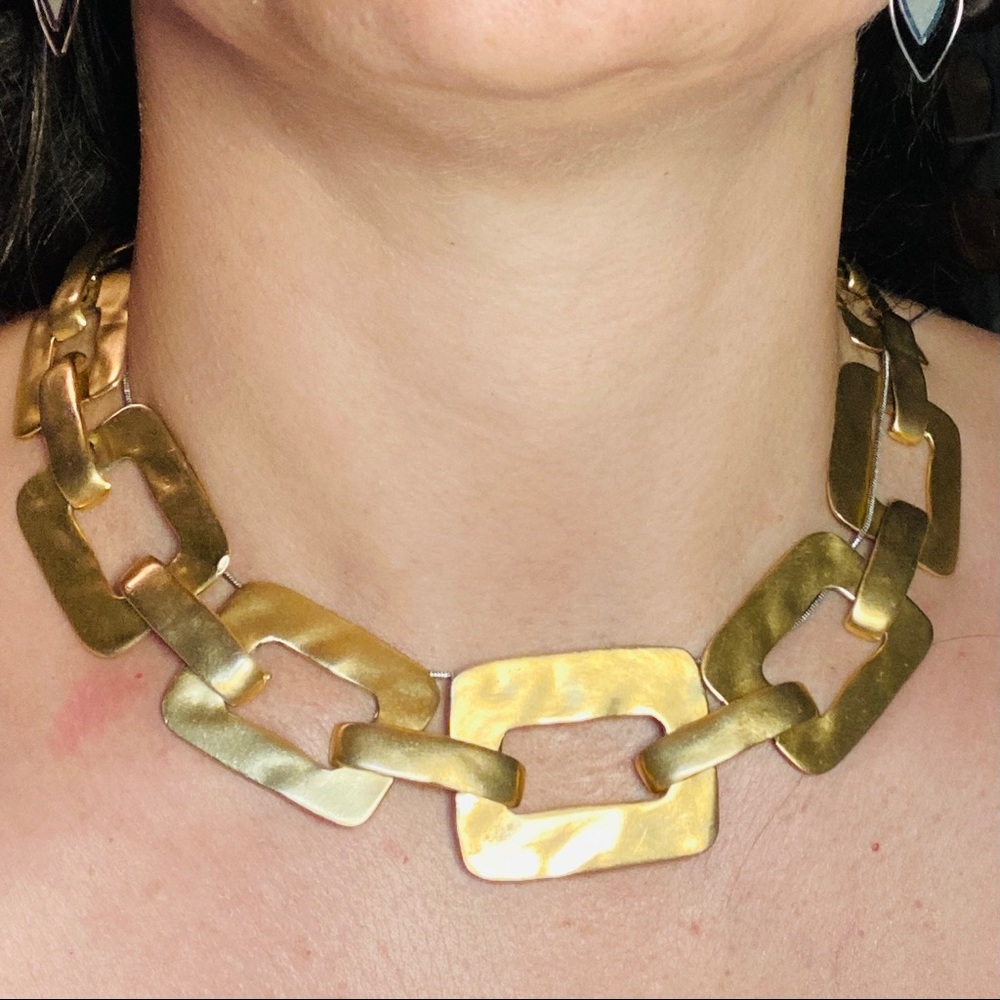 Gold tone gradient square vintage necklace